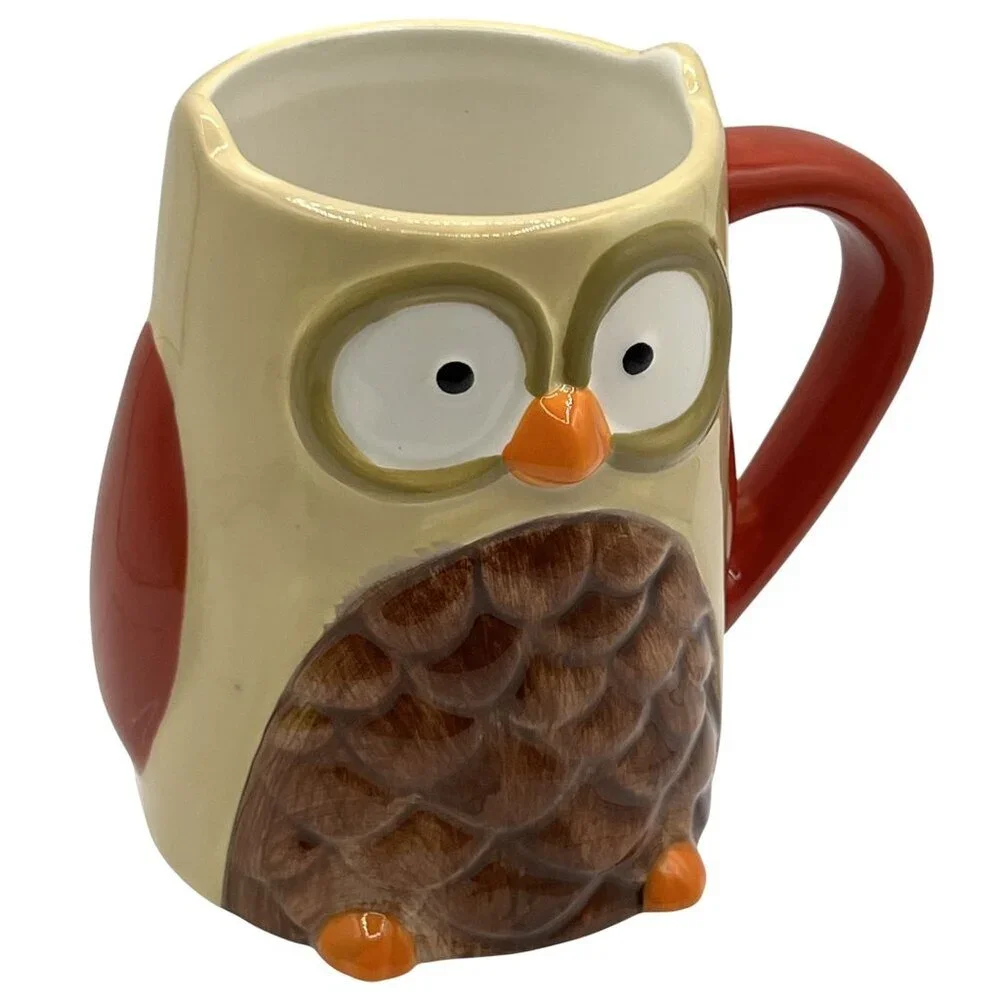 Owl Ceramic Coffee Mug 3D Large Collectable Funny Cocoa Tea Cup By Tag Artsy